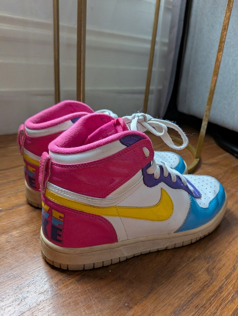 Nike Women's High-Top Sneakers in Pink, Yellow, Blue